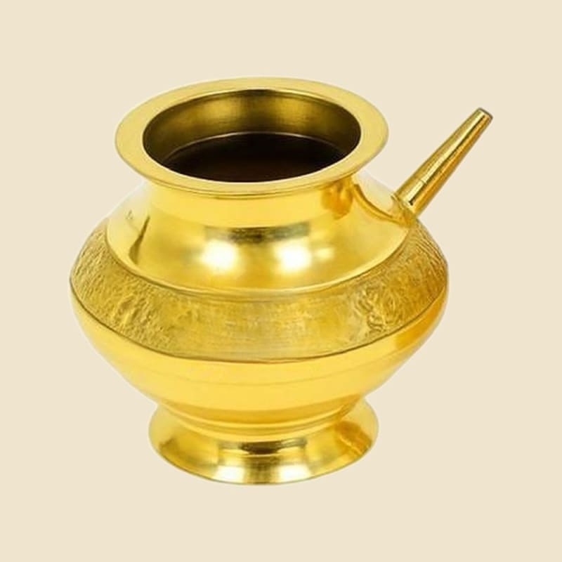 Brass Karva Lota, XL on a warm ivory background