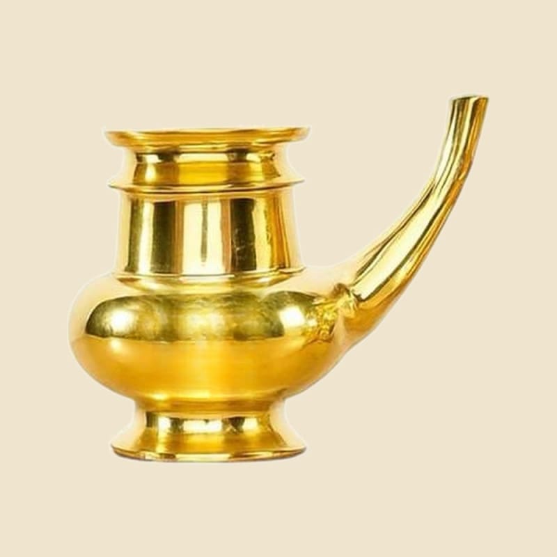 Brass Kindi Lota, XL on a warm ivory background