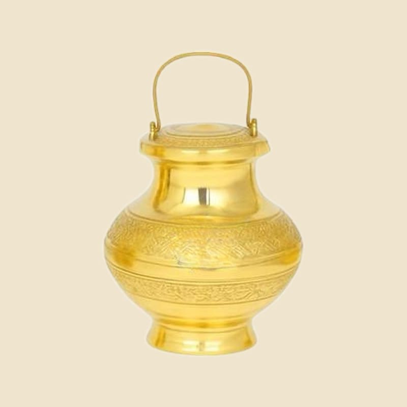Etched Brass Gangajali, Medium on a warm ivory background