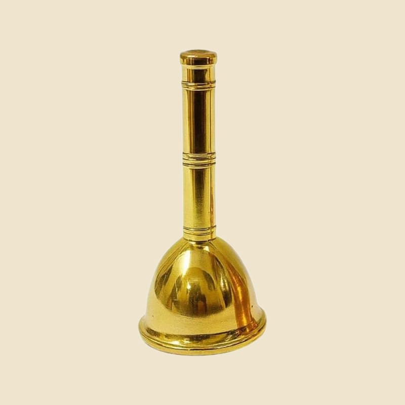 Rajwadi Brass Ghanti, Bright Brass on a warm ivory background