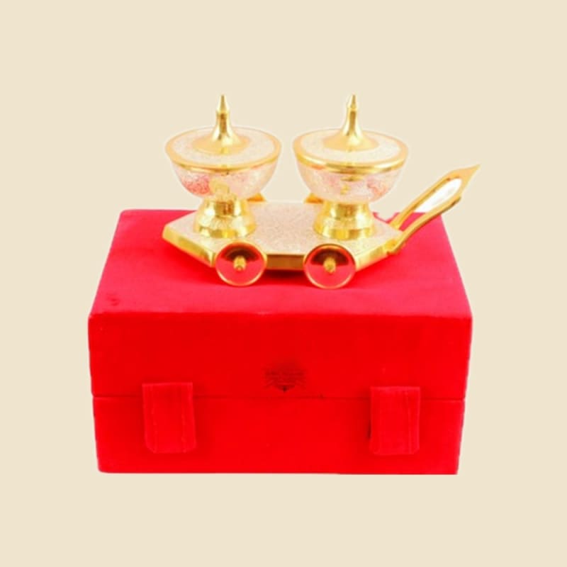 Two Ice-Cream Bowls with Stand Tray on a warm ivory background