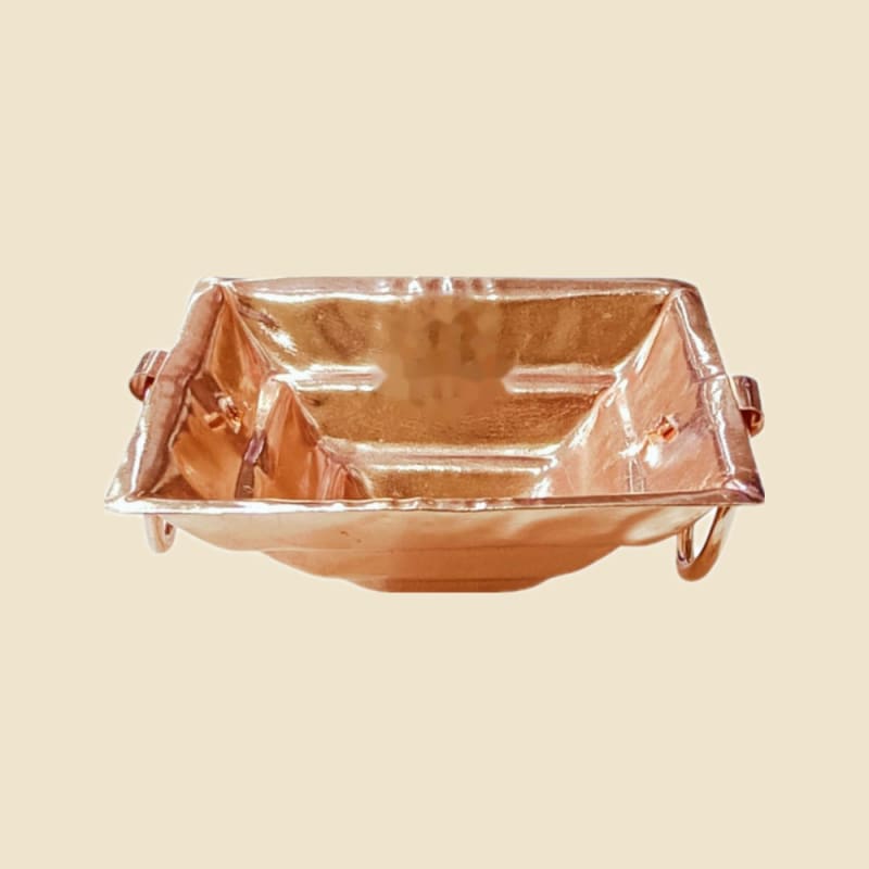 Copper Havan Kund, Double Polish on a warm ivory background