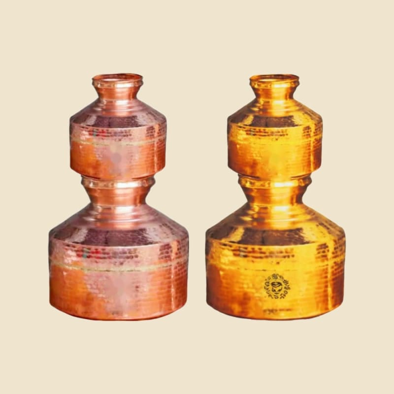 Brass & Copper Hammer Beda on a warm ivory background