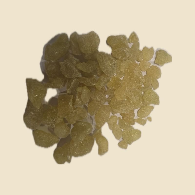 Loban Resin, Select Yellow Tears on a warm ivory background