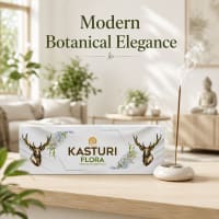 Kasturi Flora incense burning in a decorative holder in an elegant home interior