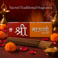 Shree Mauli incense burning with minimal smoke beside a Vitthal idol and mauli thread