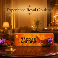 Open Zafran box showing premium hand-rolled saffron-kesar incense sticks