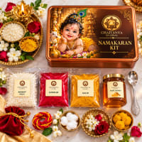 Namakaran Kit — samagri items flat lay