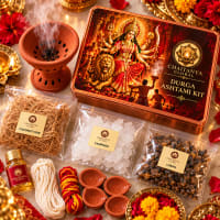 Maha Ashtami Dhunuchi Kit — samagri items flat lay