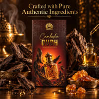Cambodia Oudh luxury incense with agarwood, resin and an attar bottle