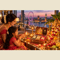 Sakat Chauth altar with kit contents for children’s blessing puja