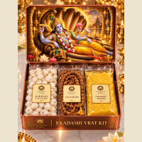 Open kit showing Tulsi Ark, yellow chandan and makhana dry fruits