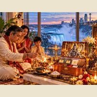 Kaal Sarp Dosh shanti setup with black ingredients and serpent pair