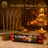 Loban incense sticks burning before a puja altar