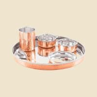 Copper and Steel Two-Tone Thali Set, another design or size