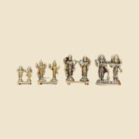 Brass Laxmi Narayan Murti, Special Finish on a warm ivory background
