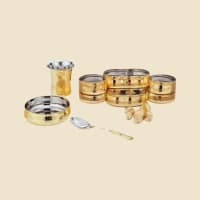 Copper and Steel Two-Tone Thali Set, another design or size
