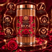 Rose Bambooless Incense jar with icons: bamboo free, no charcoal, pure rose, handcrafted