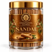 Sandal Bambooless Incense glass jar with gold lid on a white background