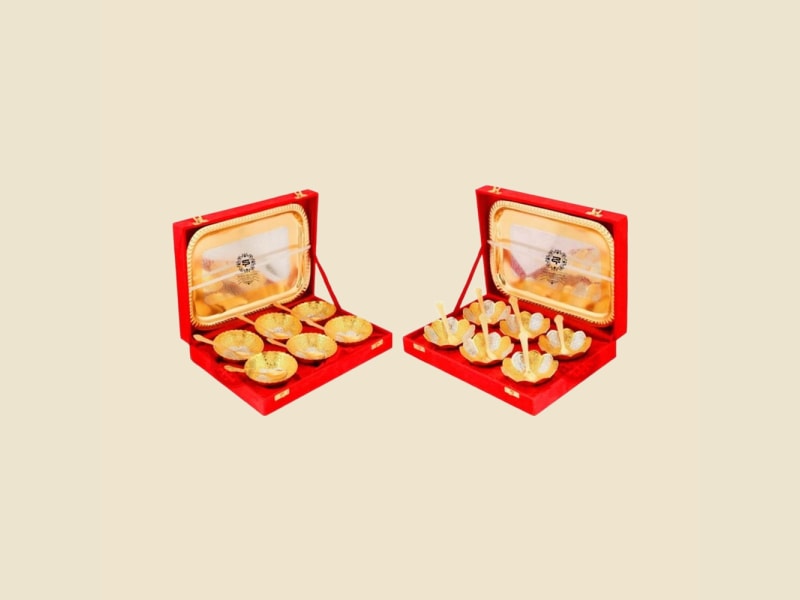 Silver and Gold Bowl Gift Set on a warm ivory background