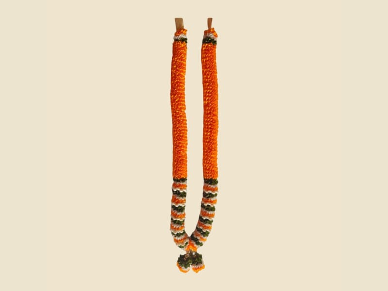Orange marigold-style deity mala