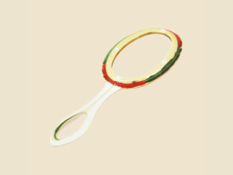 Meenakari Hand Mirror on a warm ivory background