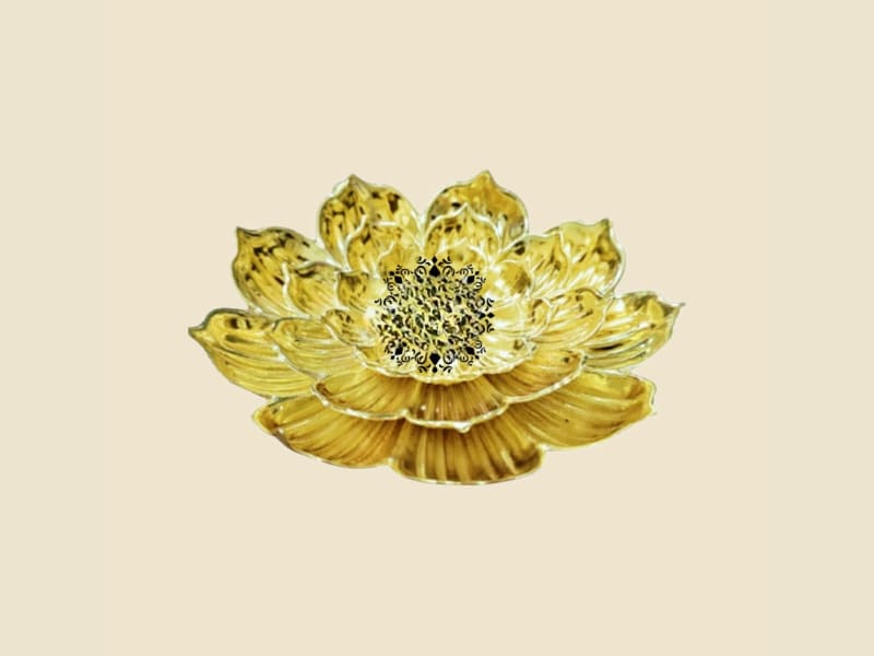 Brass Nakshi Agardan (Design 2) on a warm ivory background