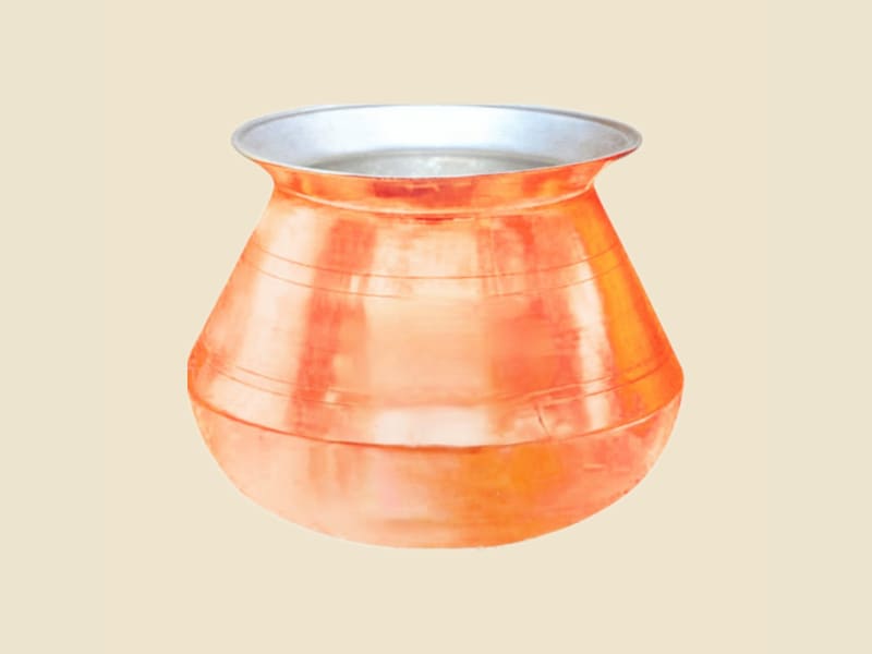 Copper Kalai Degchi on a warm ivory background