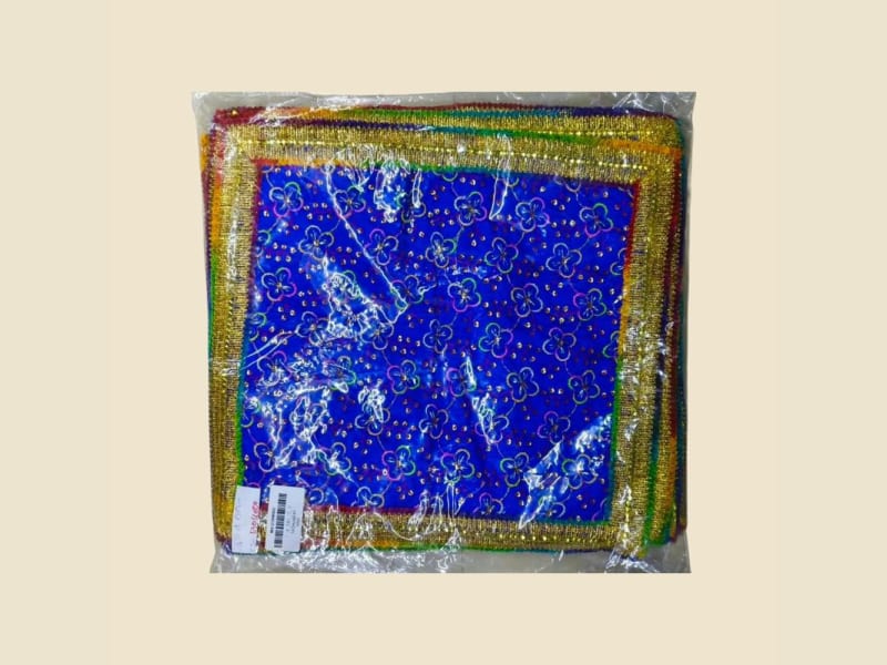 Embroidered Puja Chunri, Multicolour, Size 9 (6173040200) on a warm ivory background