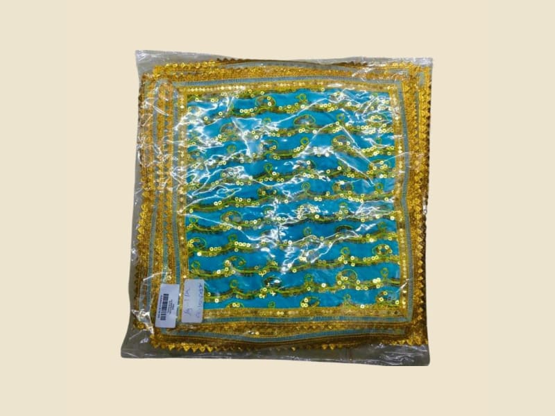 Embroidered Puja Chunri, Sky Blue, Size 9 (CITS06027U) on a warm ivory background