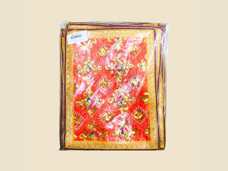 Embroidered Puja Chunri, Multicolour, Size 12 (6112972270) on a warm ivory background