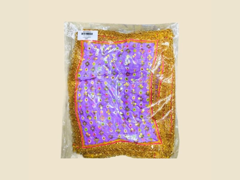 Embroidered Puja Chunri, Multicolour, Size 12 (C11693620U) on a warm ivory background
