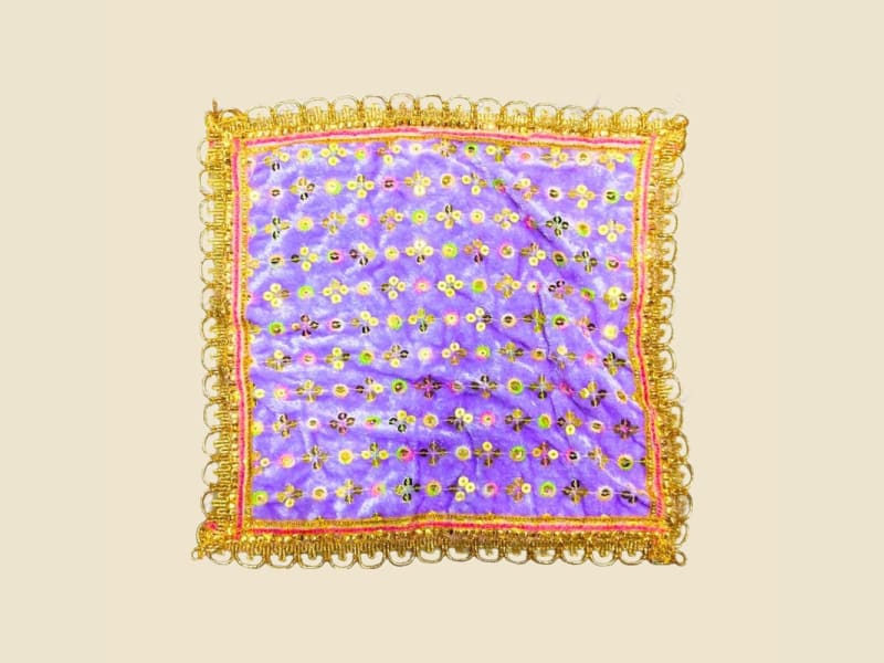 Embroidered Puja Chunri, Multicolour, Size 16 (CI1693620U) on a warm ivory background