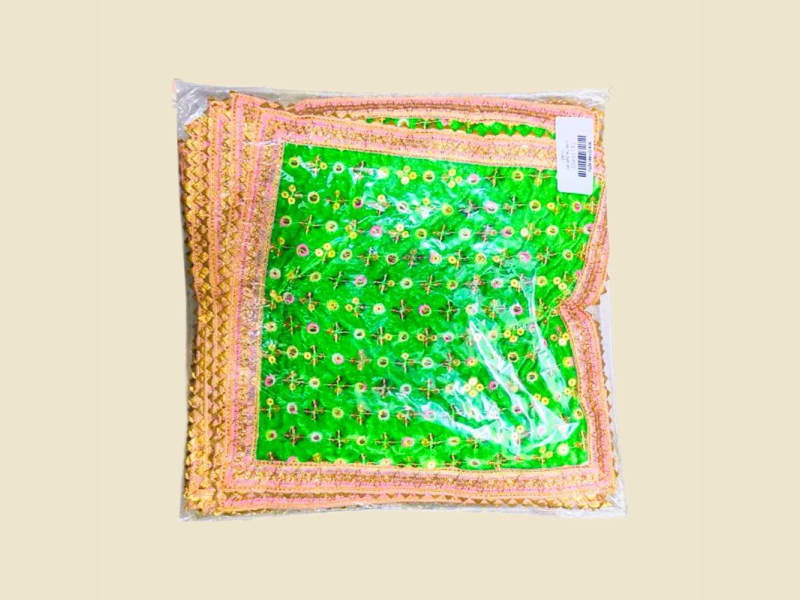 Embroidered Puja Chunri, Multicolour, Size 16 (CI1696627U) on a warm ivory background