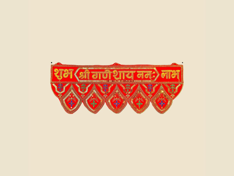 Embroidered Temple Toran, 18 Inch (CI 2011) on a warm ivory background