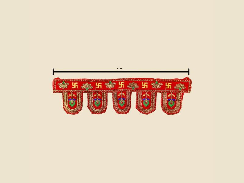 Embroidered Temple Toran, 18 Inch (CI 14360) on a warm ivory background