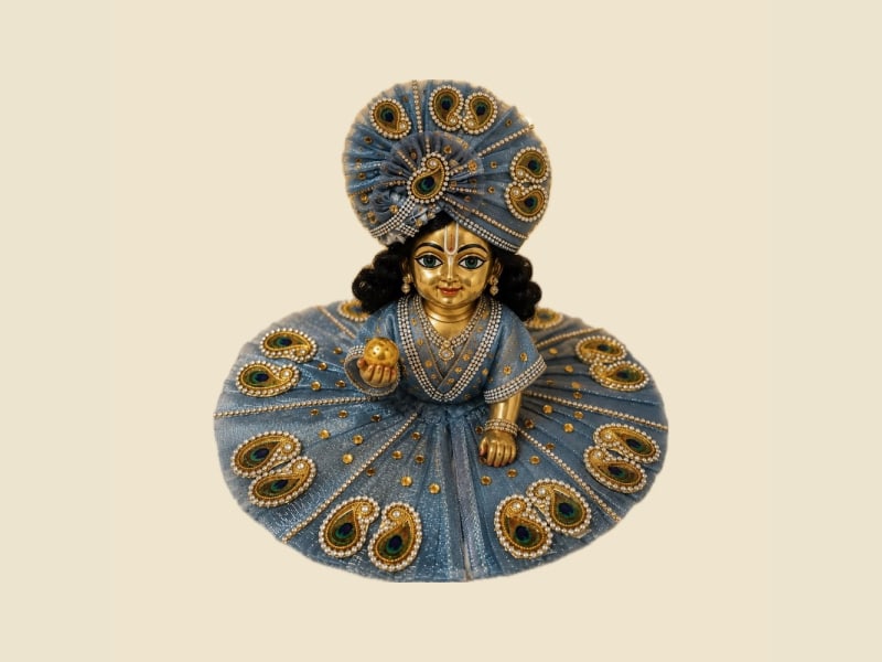 Laddu Gopal Poshak (Dress) Set, Design 13 on a warm ivory background