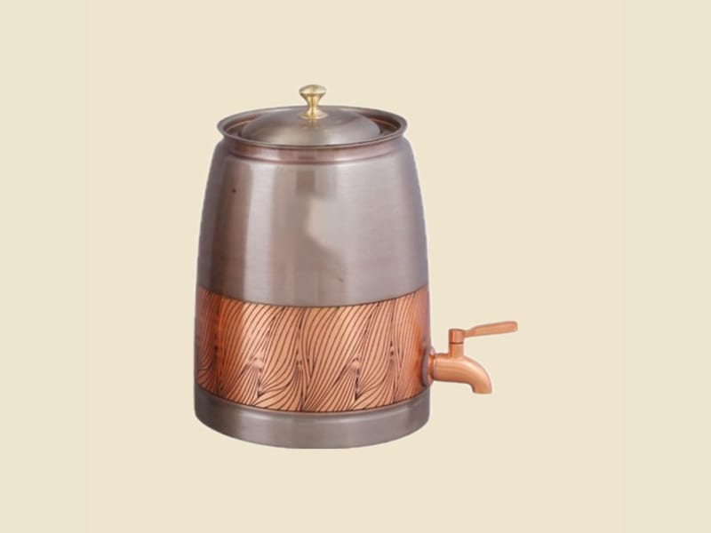 Jaldhara Royal Silver Water Dispenser on a warm ivory background
