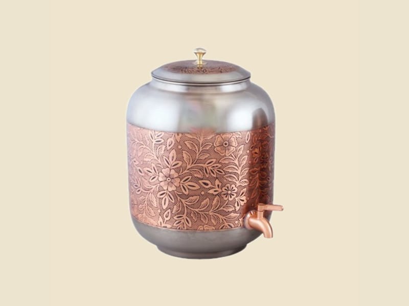 Royal Silver Copper Water Tank on a warm ivory background