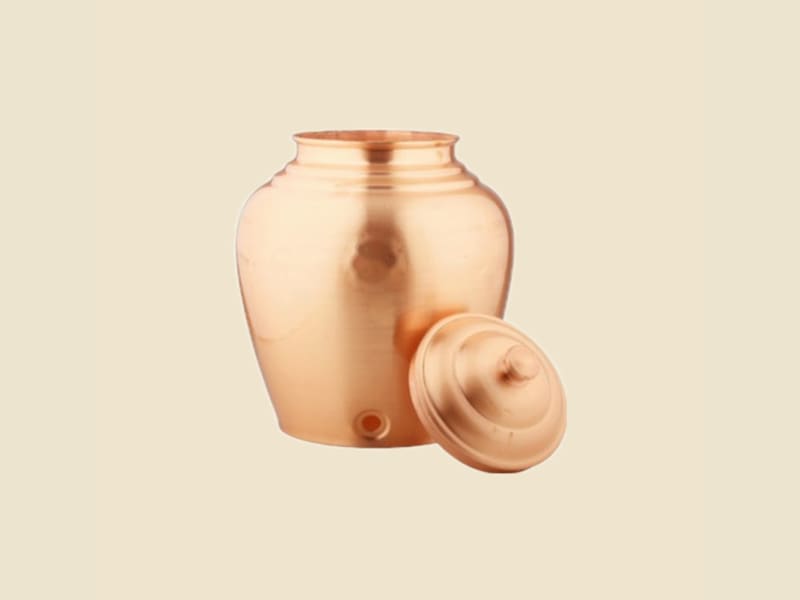 Copper Apple Matt Matka with Lid on a warm ivory background