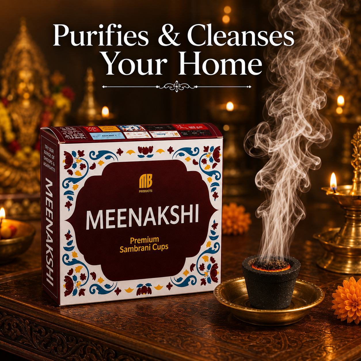 Meenakshi Natural Sambrani Havan Cups for Pooja (Loban Dhoop, 12 Cups)