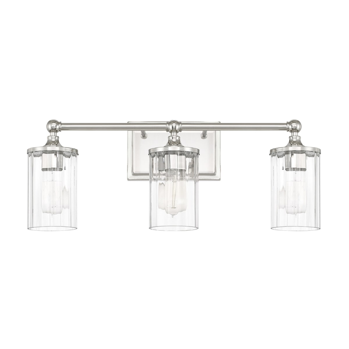 23.5" W x 9" H x 6.5" E 3-Light Clear Beveled Glass Vanity in Polished Nickel