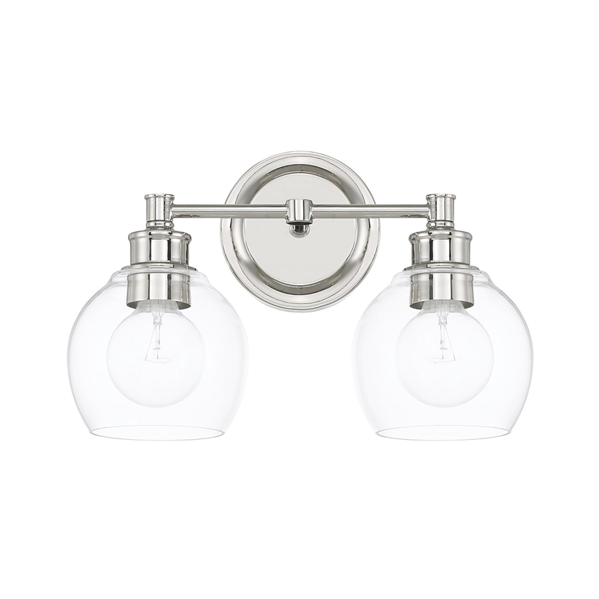 14.5" W x 10" H x 7" E 2-Light Clear Glass Vanity in Polished Nickel