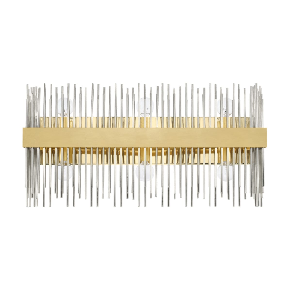 24" W x 12" H x 6" E 6-Light Modern Vanity in Gold Leaf and Polished Nickel