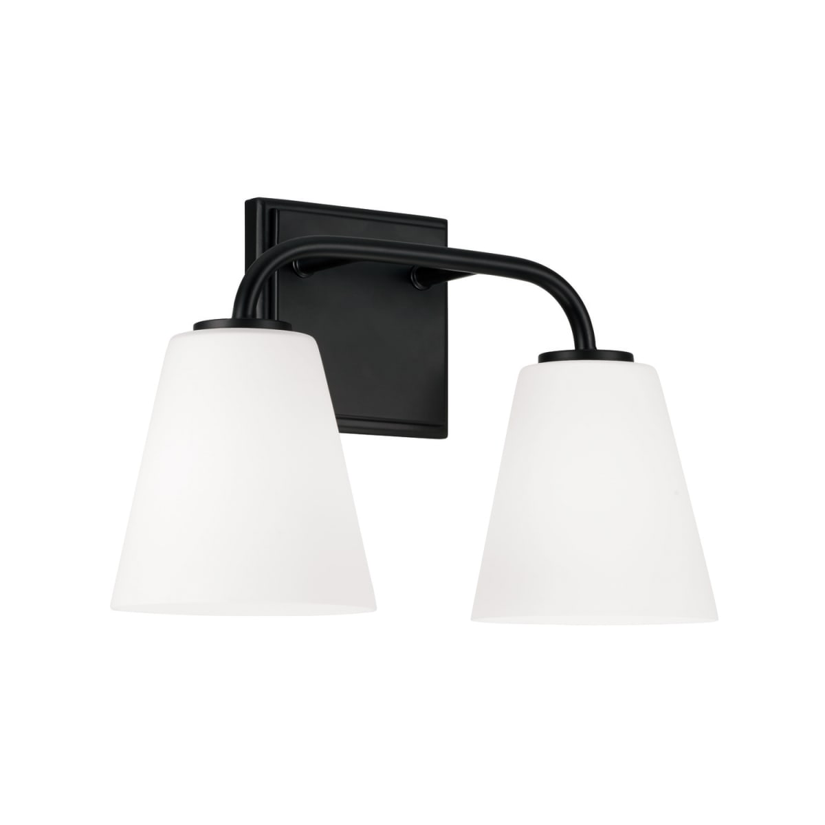 14.5"W x 9"H 2-Light Vanity in Matte Black with Soft White Glass