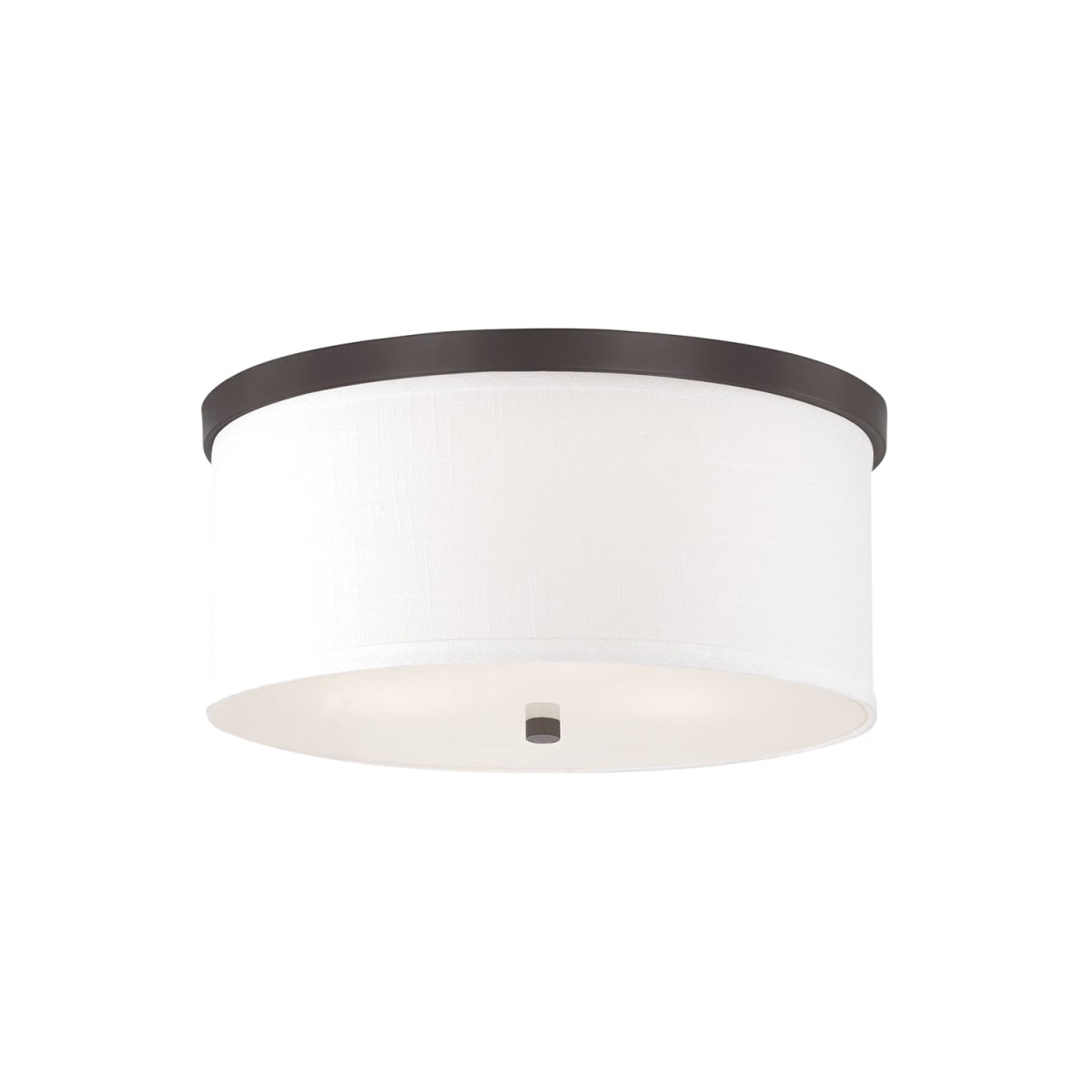 16" W x 7" H 3-Light Flush Mount in Burnished Bronze - White Fabric Drum Shade with Diffuser