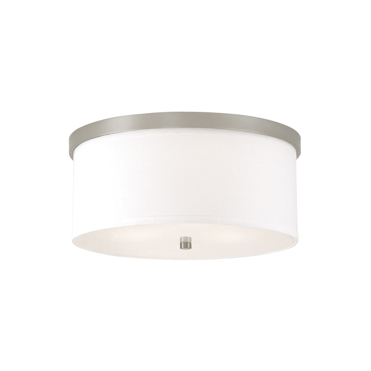 16" W x 7" H 3-Light Flush Mount in Matte Nickel - White Fabric Drum Shade with Diffuser