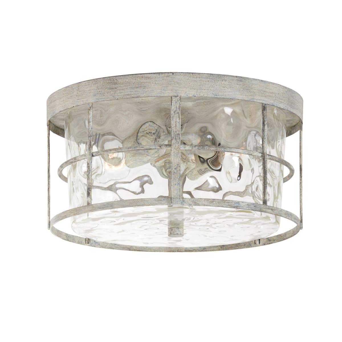 13" W x 7" H 2-Light Flush Mount in Mystic Sand with Clear Water Glass