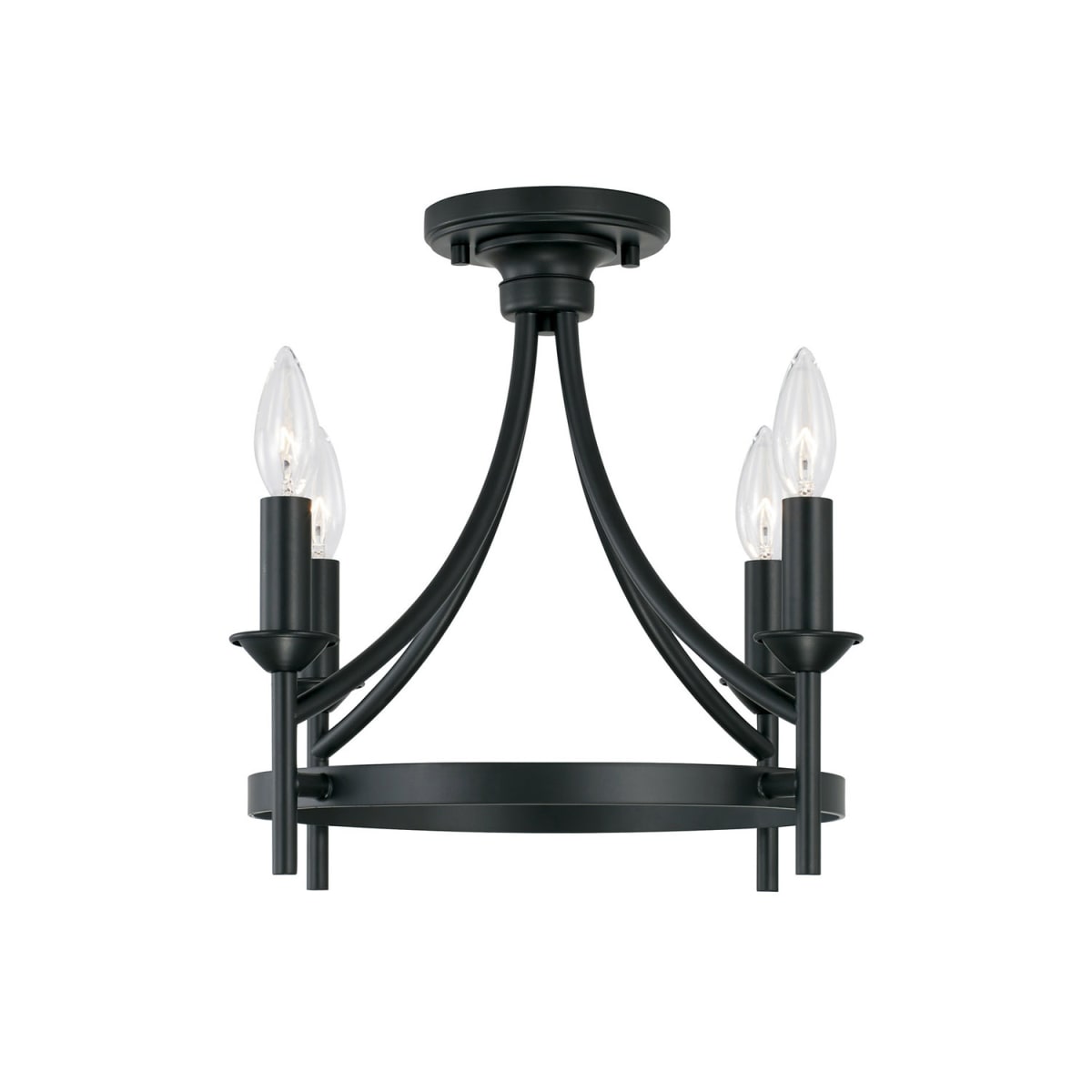 16" W x 15.5" H 4-Light Dual Mount Semi-Flush or Pendant in Matte Black