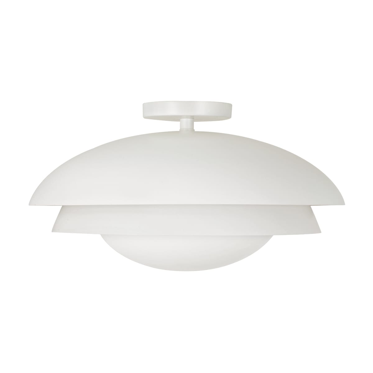 17.75" W x 9.25" H 1-Light Modern Tiered Dome Semi Flush in Matte White with Soft White Glass Diffuser
